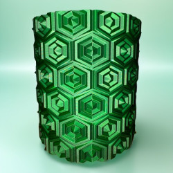 Osłona na doniczkę 3D – Zielona, geometryczny wzór | qdote3d