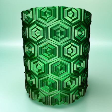 Osłona na doniczkę 3D – Zielona, geometryczny wzór | qdote3d